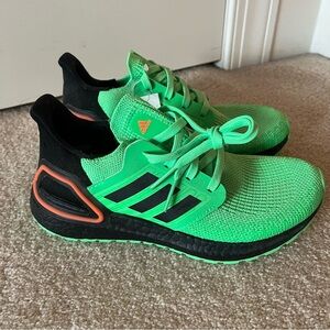 NWOB adidas Kids Ultraboost Neon Green Sneakers with Black Trim